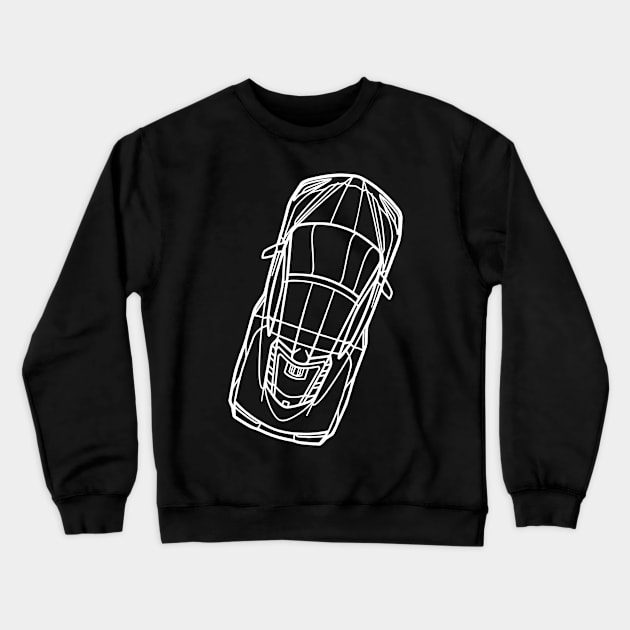 Arctic White C8 Corvette racecar Silhouette Outline Amplify Orange Supercar Sports car Racing car Crewneck Sweatshirt by Tees 4 Thee